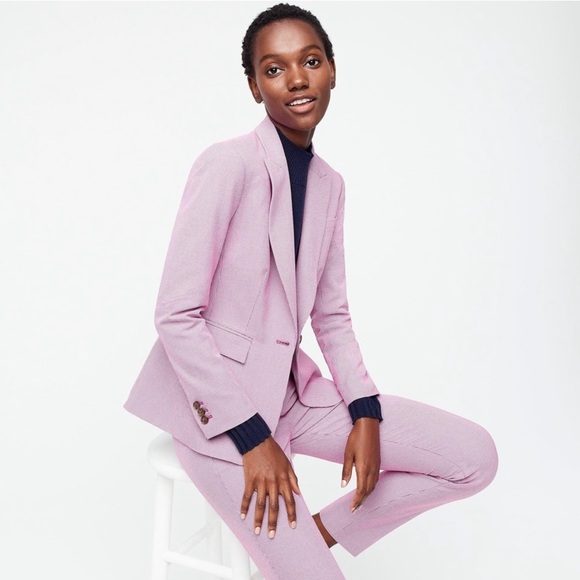 NEW J. Crew AC261 Houndstooth peplum fuchsia pink blazer jacket size 2